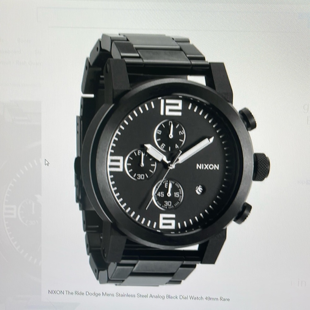 Nixon “The Ride Dodge” Men’s stainless steel Analog Black dial Watch 49 mm Rare